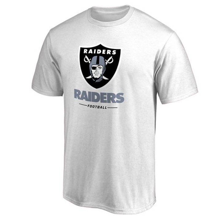 Mens Oakland Raiders White Team Lockup Wordmark T-shirt