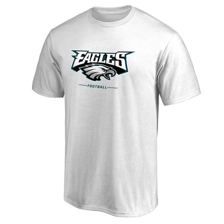 Mens Philadelphia Eagles White Team Lockup Wordmark T-shirt