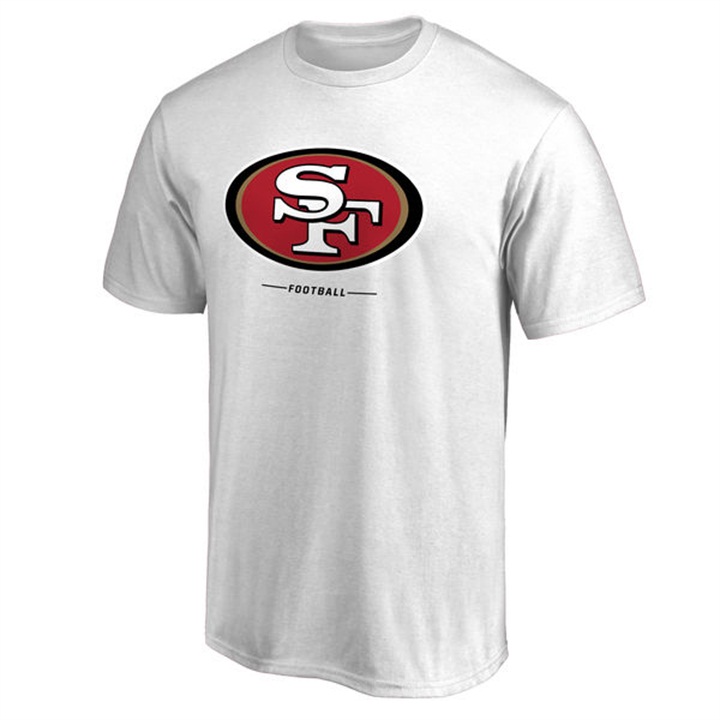 Mens San Francisco 49ers White Team Lockup Wordmark T-shirt