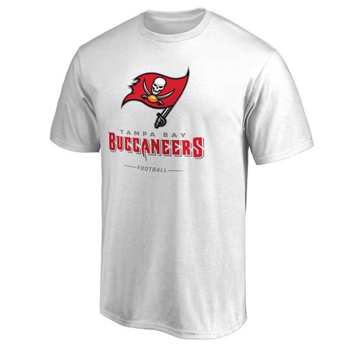 Mens Tampa Bay Buccaneers White Team Lockup Wordmark T-shirt