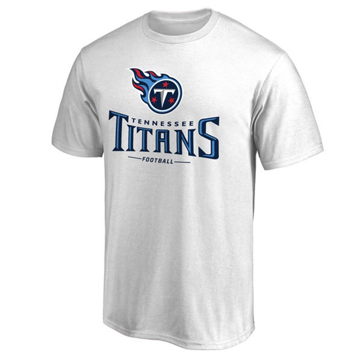 Mens Tennessee Titans White Team Lockup Wordmark T-shirt