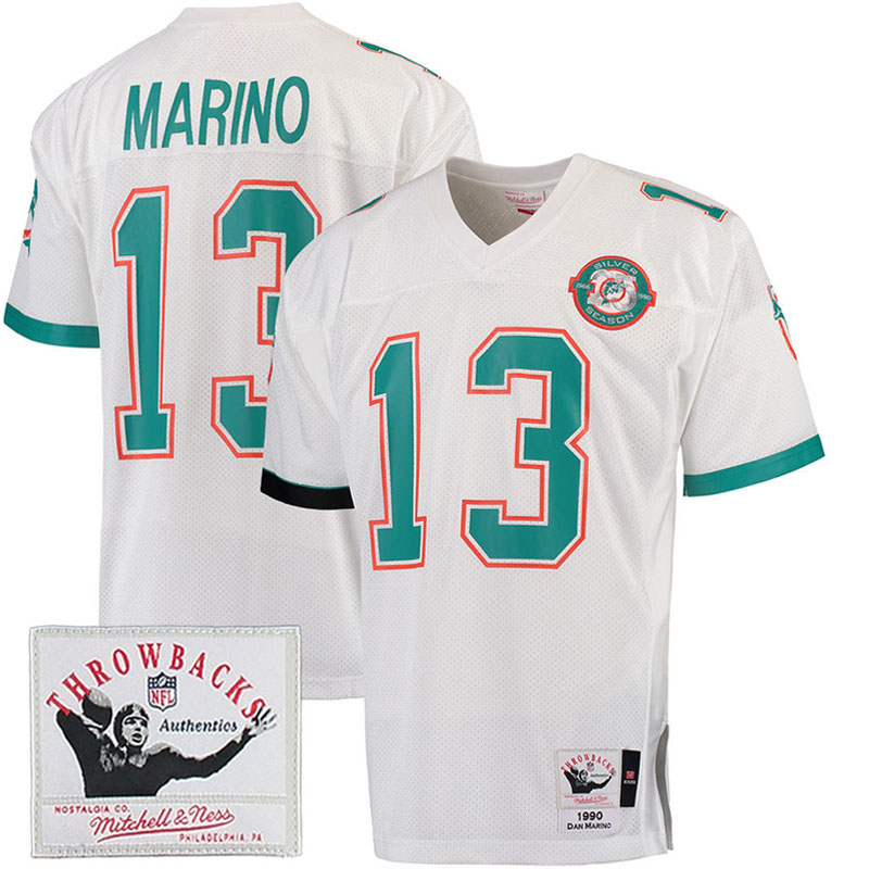 NFL Miami Dolphins #13 Dan Marino White Throwback Jersey