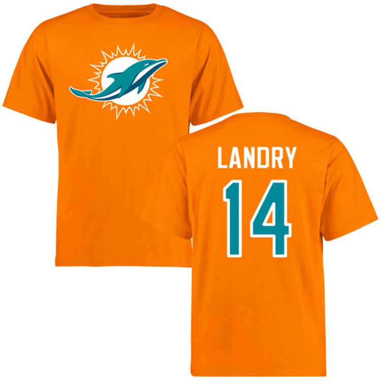 Miami Dolphins #14 Jarvis Landry Name & Number Orange Logo T-shirt