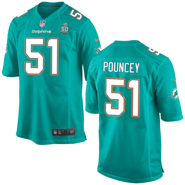 Miami Dolphins #51 Mike Pouncey Aqua Patch Game Jersey