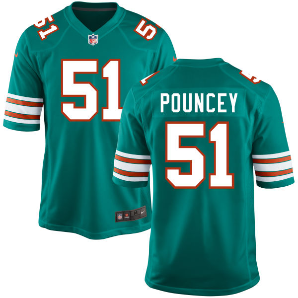 Miami Dolphins #51 Mike Pouncey Aqua Throwback Game Jersey