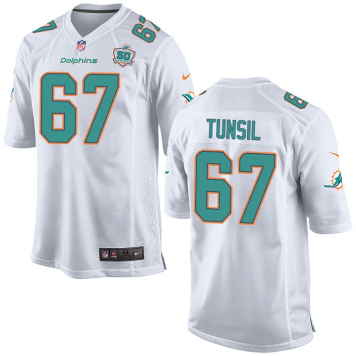 Miami Dolphins #67 Laremy Tunsil White Patch Game Jersey