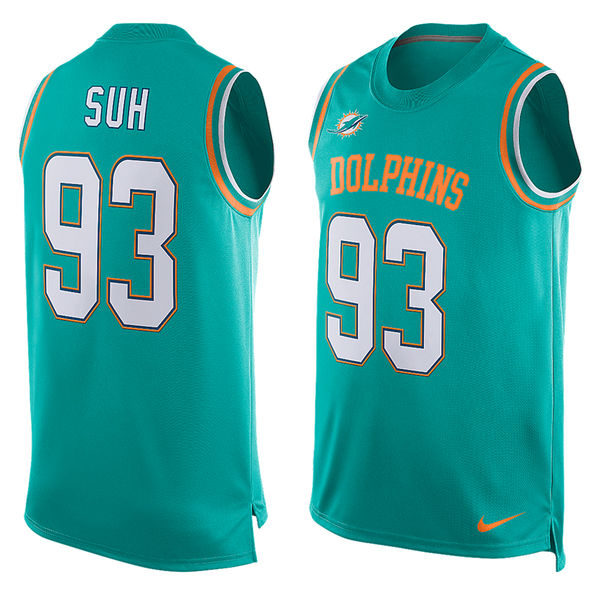 Miami Dolphins #93 Ndamukong Suh Aqua Tank Top