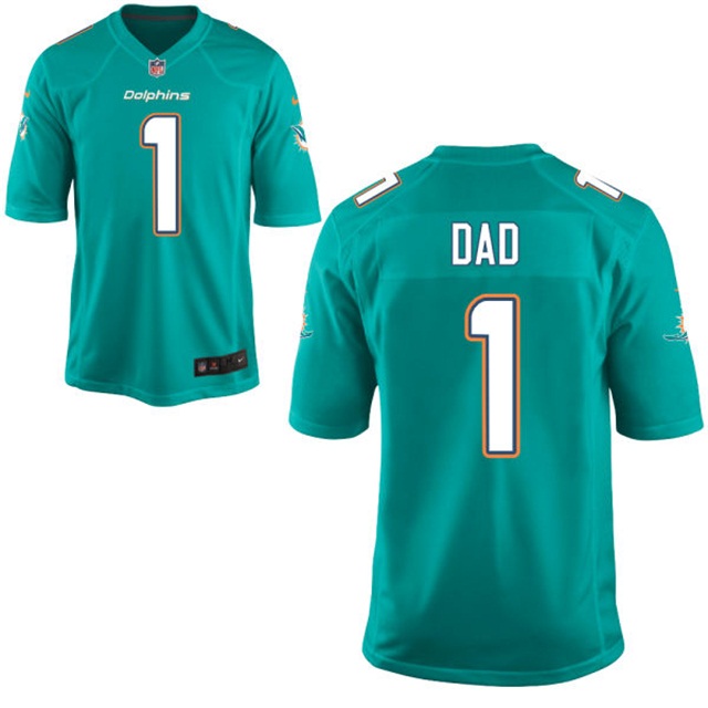 Miami Dolphins Aqua Father's Day Gift Number 1 Dad Jersey