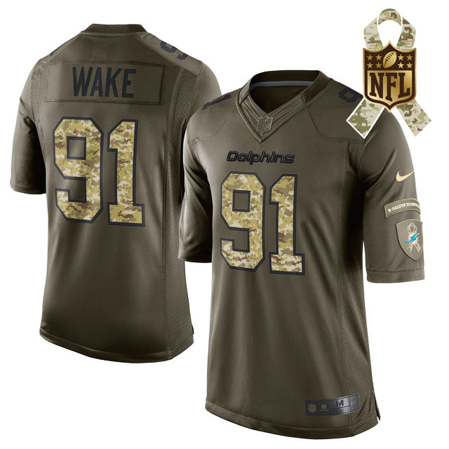 Men's Miami Dolphins #91 Cameron Wake Camo Salute To Service Limited Jersey