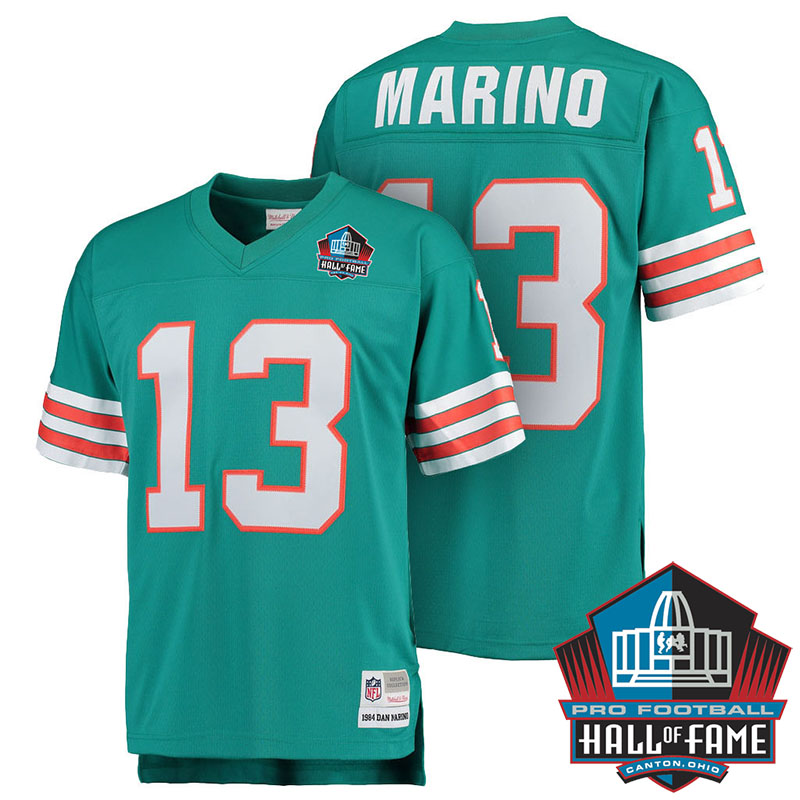 Hall Of Fame Miami Dolphins #13 Dan Marino Aqua Retired Player Throwback Jersey