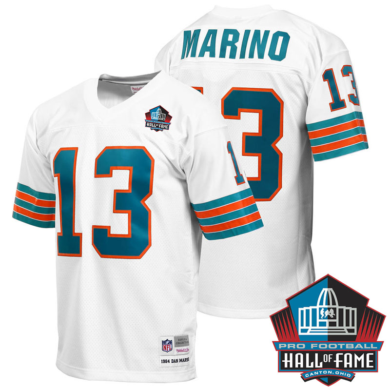 Hall Of Fame Miami Dolphins #13 Dan Marino White Retired Player Throwback Jersey