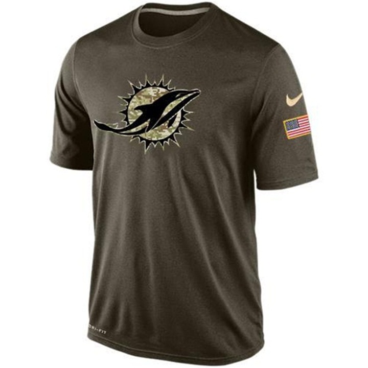 Miami Dolphins Green Camo Salute To Service Team T-Shirt