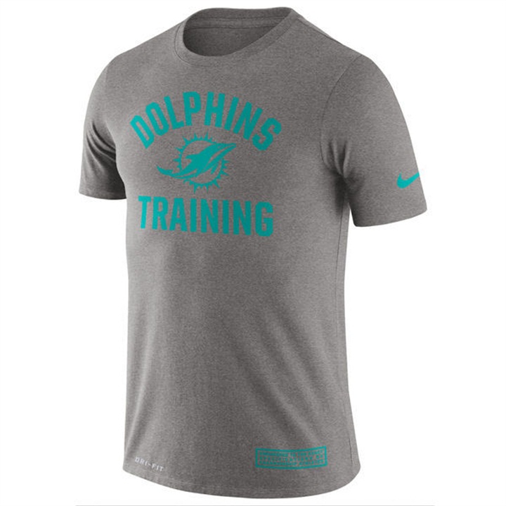 Miami Dolphins Heathered Gray Training Performance Logo T-shirt