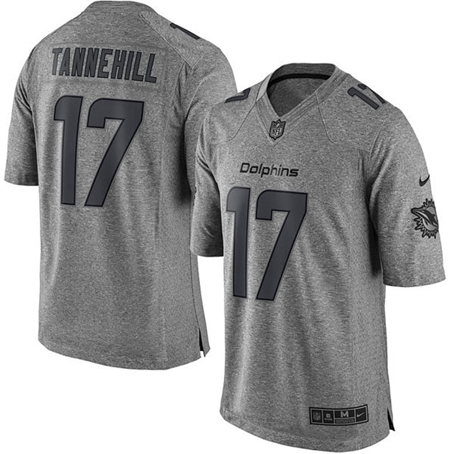 Men's Miami Dolphins #17 Ryan Tannehill Gridiron Gray Limited Jersey