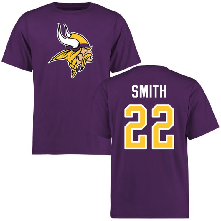 Minnesota Vikings #22 Harrison Smith Name & Number Purple Logo T-shirt