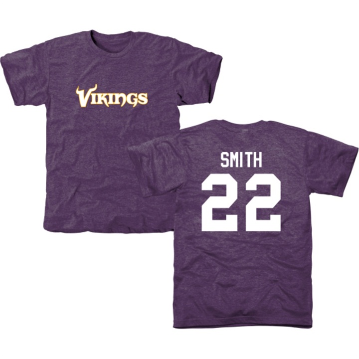 Minnesota Vikings #22 Harrison Smith Purple Name & Number Tri-Blend T-shirt