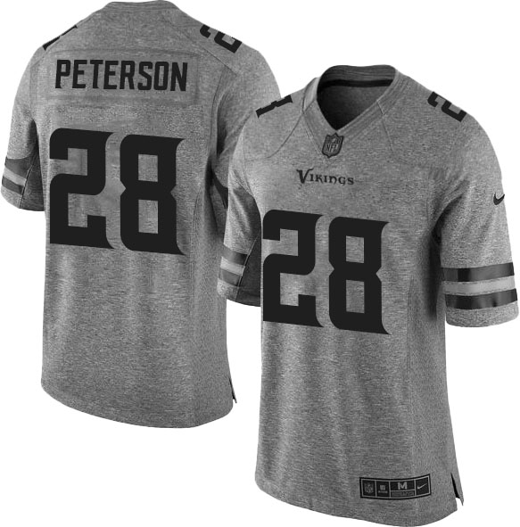 Minnesota Vikings #28 Adrian Peterson Gridiron Gray Limited Jersey