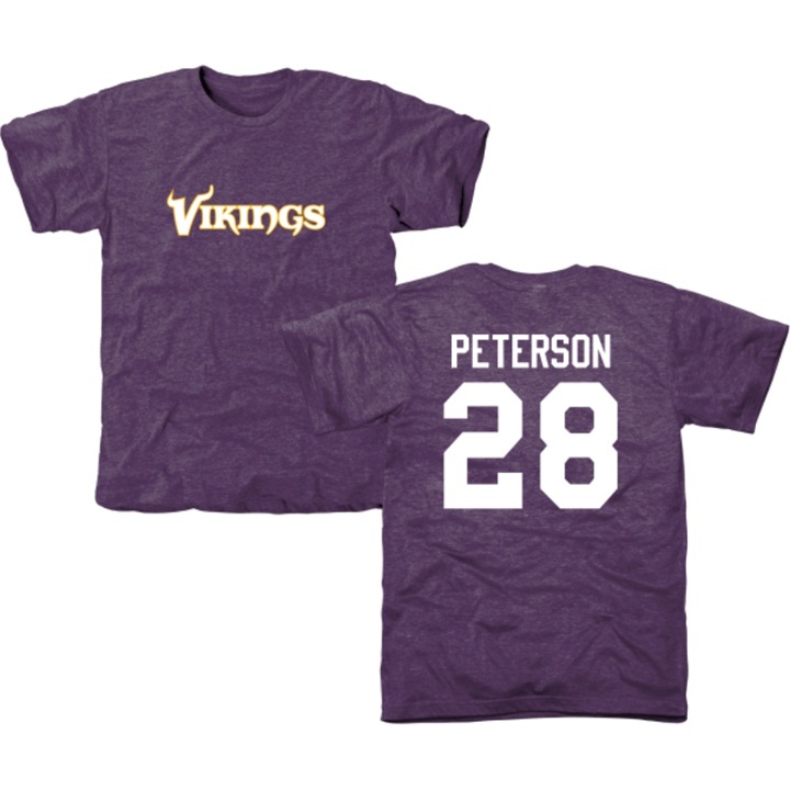 Minnesota Vikings #28 Adrian Peterson Purple Name & Number Tri-Blend T-shirt