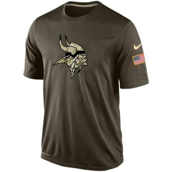 Minnesota Vikings Green Camo Salute To Service Team T-Shirt