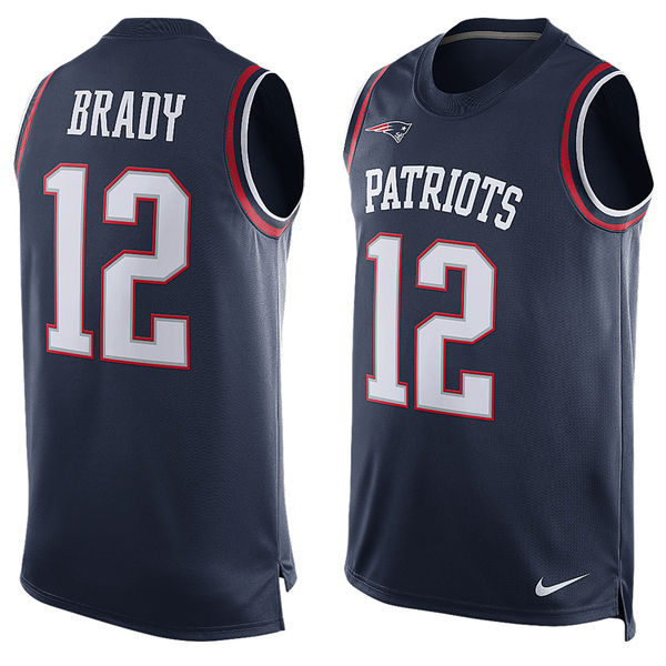 New England Patriots #12 Tom Brady Navy Tank Top