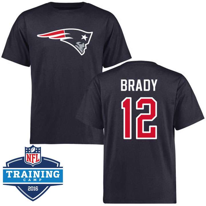 New England Patriots #12 Tom Brady Navy Logo Name & Number T-shirt