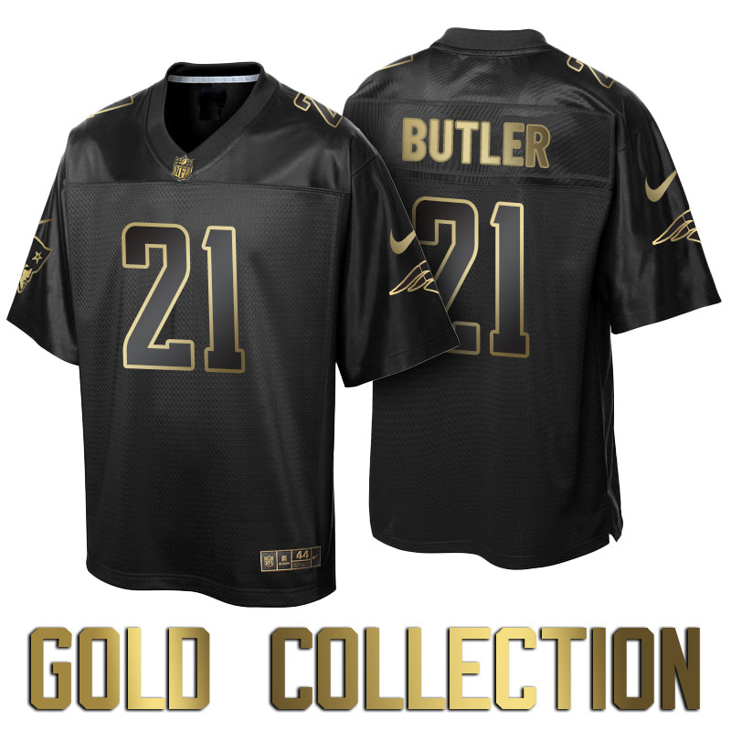 New England Patriots #21 Malcolm Butler Super Bowl 50 Black Gold Collection Jersey