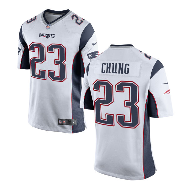 New England Patriots #23 Patrick Chung White Away Game Jersey