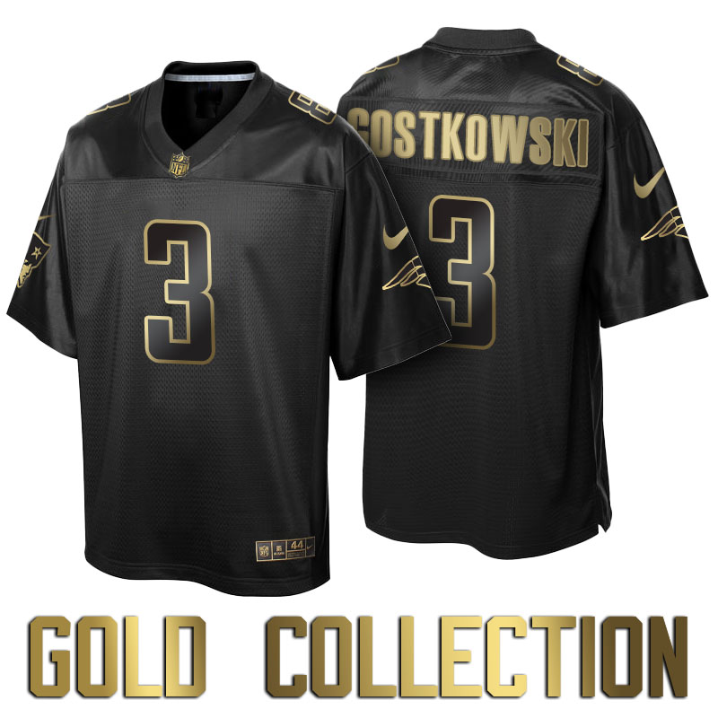 New England Patriots #3 Stephen Gostkowski Super Bowl 50 Black Gold Collection Jersey