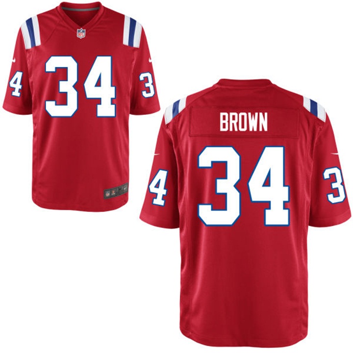 New England Patriots #34 Donald Brown Red Throwback Game Jersey