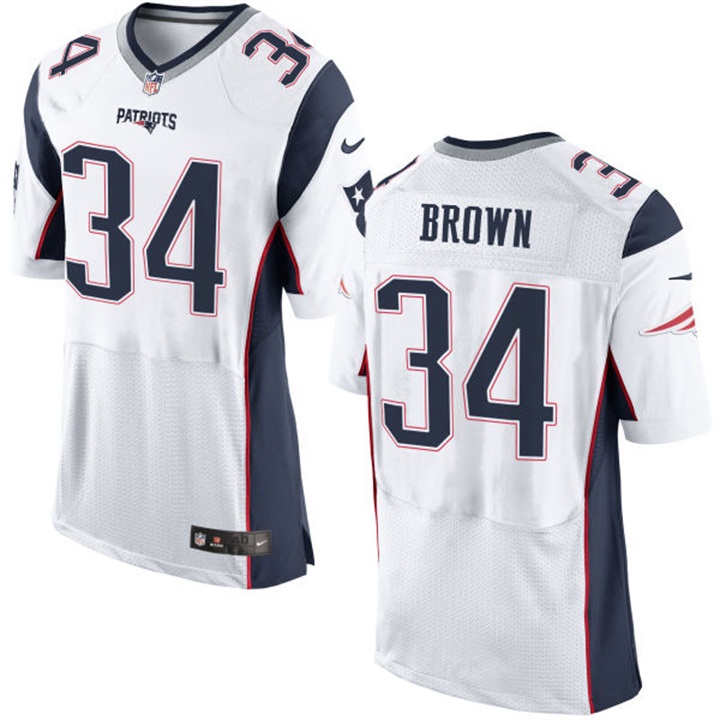 New England Patriots #34 Donald Brown White Elite Jersey