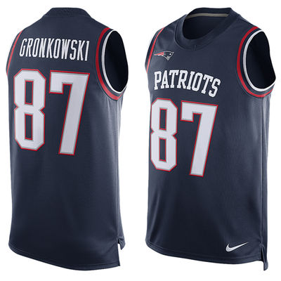 New England Patriots #87 Rob Gronkowski Navy Tank Top