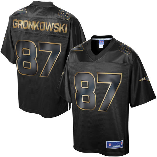 New England Patriots #87 Rob Gronkowski Super Bowl 50 Black Gold Collection Jersey