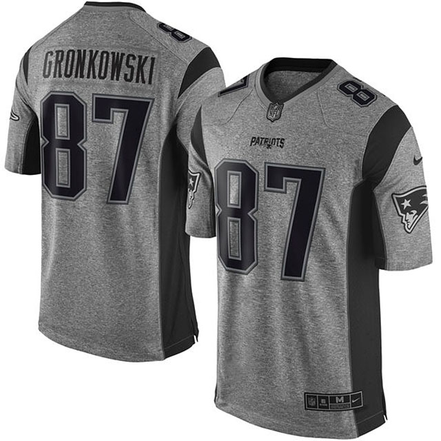 Men's New England Patriots #87 Rob Gronkowski Gridiron Gray Limited Jersey