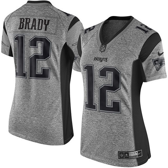 Women's New England Patriots #12 Tom Brady Gridiron Gray Limited Jersey