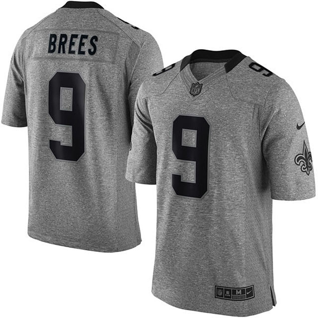 Men's New Orleans Saints #9 Drew Brees Gridiron Gray Limited Jersey