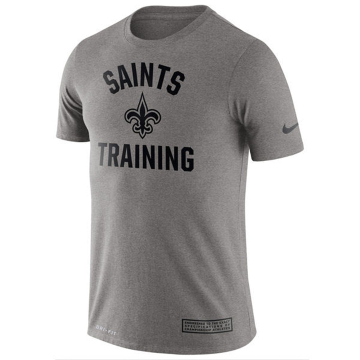 New Orleans Saints Heathered Gray Training Performance Logo T-shirt