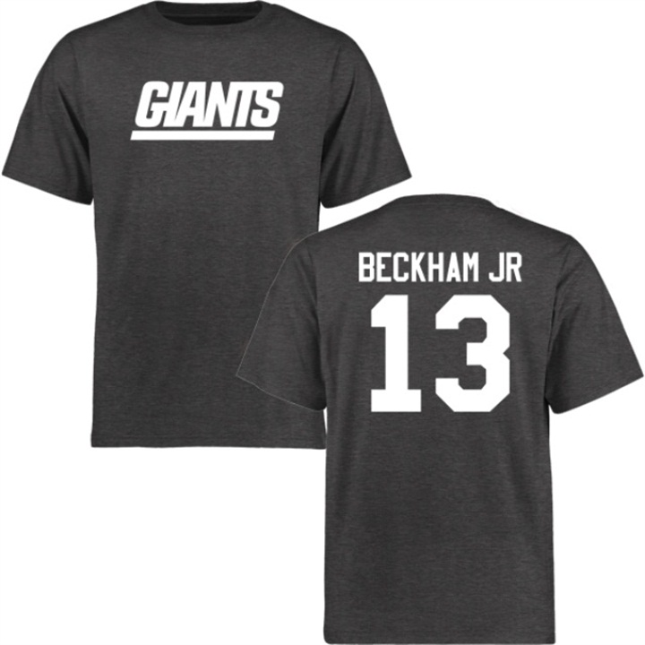 New York Giants #13 Odell Beckham Jr Charcoal Name & Number Wordmark T-shirt