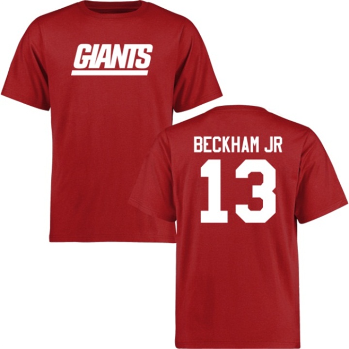 New York Giants #13 Odell Beckham Jr Red Name & Number Wordmark T-shirt