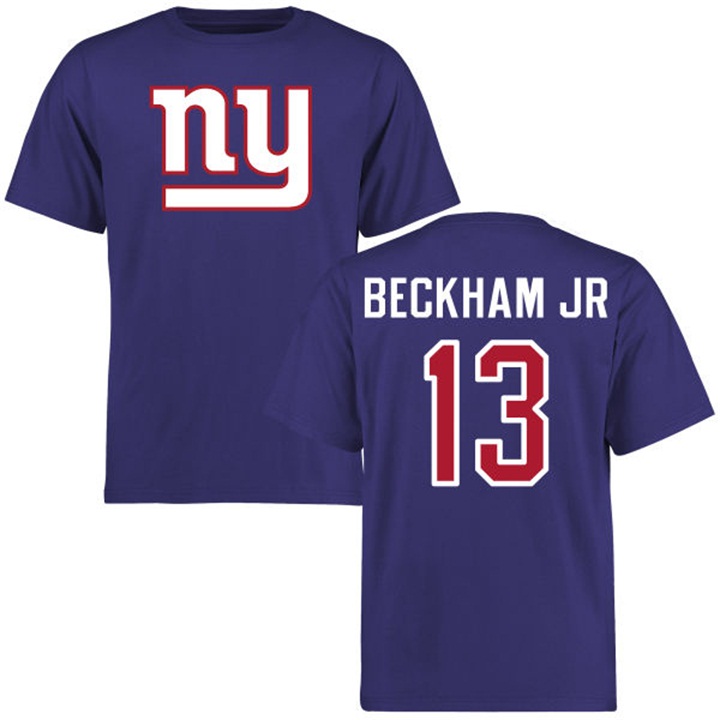 New York Giants #13 Odell Beckham Jr Name & Number Royal Logo T-shirt