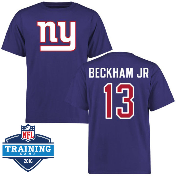 New York Giants #13 Odell Beckham Jr Royal Logo Name & Number T-shirt