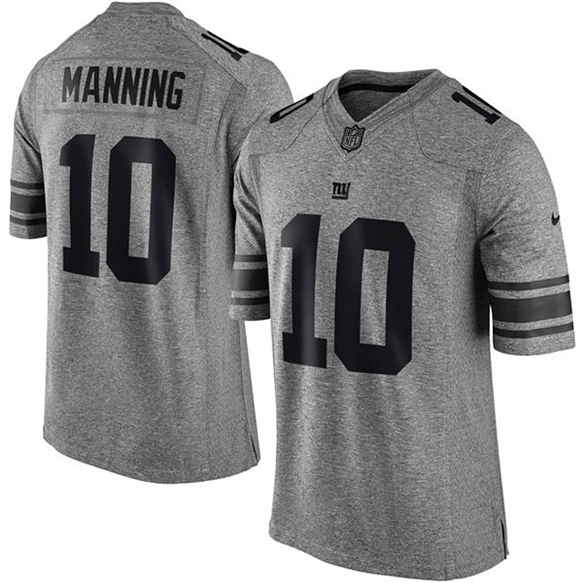 Men's New York Giants #10 Eli Manning Gridiron Gray Limited Jersey