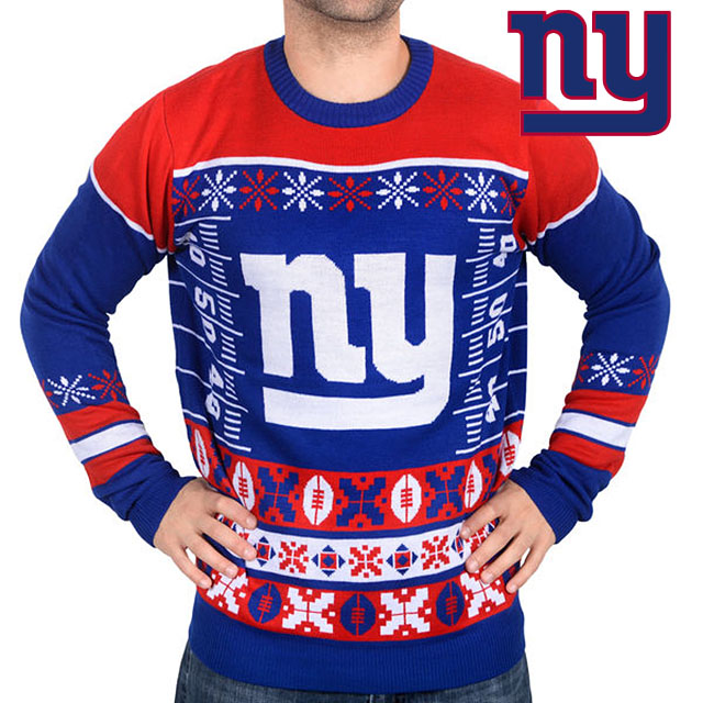 New York Giants Klew Royal Thematic Crew Knit Ugly Sweater