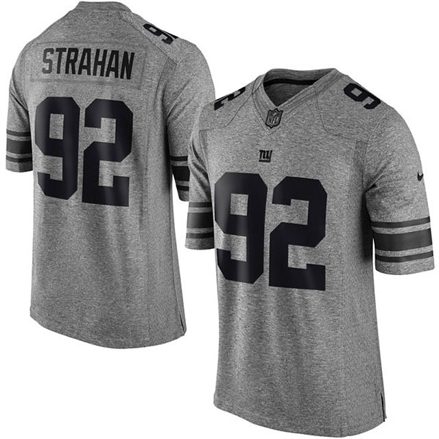 Men's New York Giants #92 Michael Strahan Gridiron Gray Limited Jersey