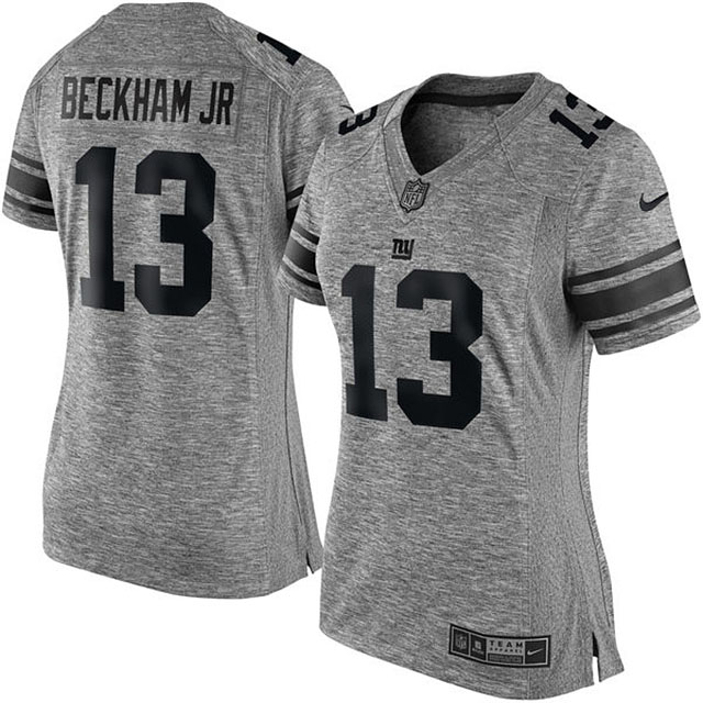 Women's New York Giants #13 Odell Beckham Jr Gridiron Gray Limited Jersey