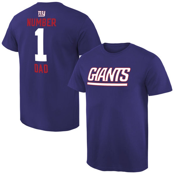 New York Giants Royal Number 1 Dad Name & Logo Pro Line T-Shirt