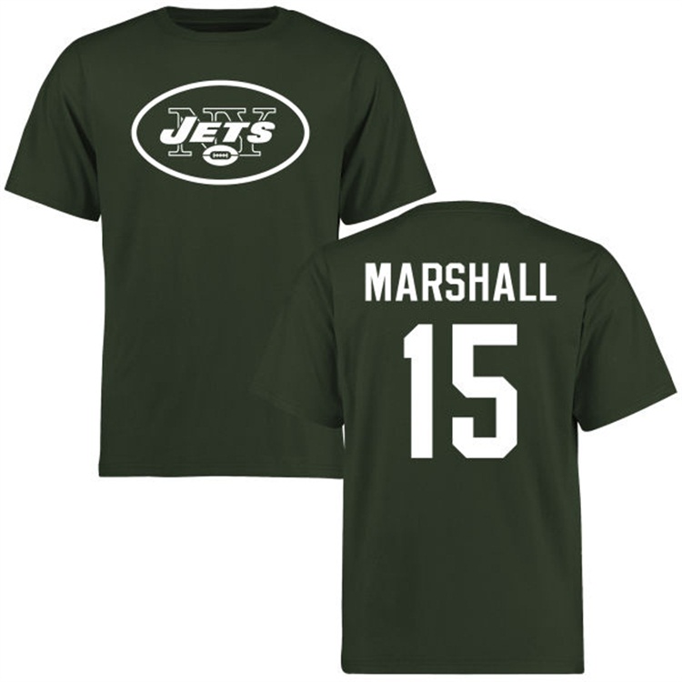 New York Jets #15 Brandon Marshall Name & Number Green Logo T-shirt