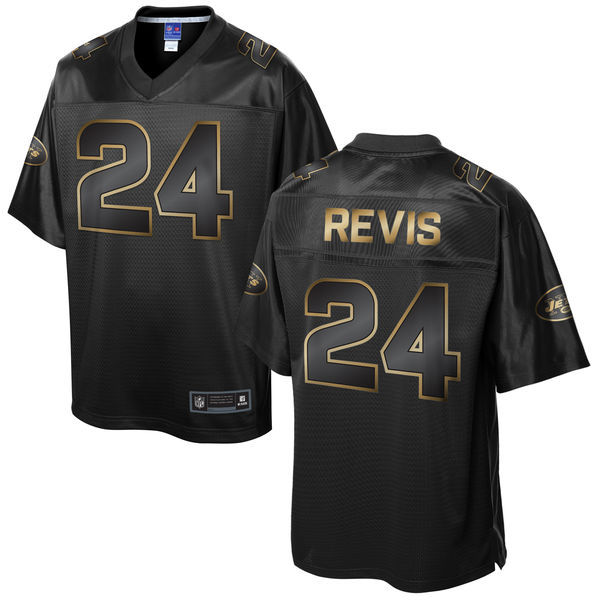 New York Jets #24 Darrelle Revis Super Bowl 50 Black Gold Collection Jersey