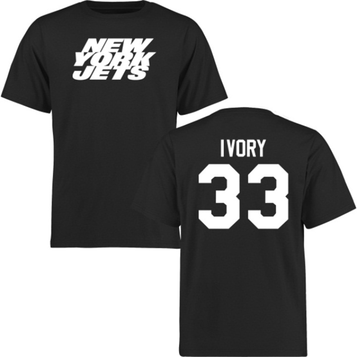 New York Jets #33 Chris Ivory Black Name & Number Wordmark T-shirt