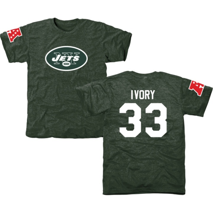 New York Jets #33 Chris Ivory Green Name & Number Tri-Blend T-shirt