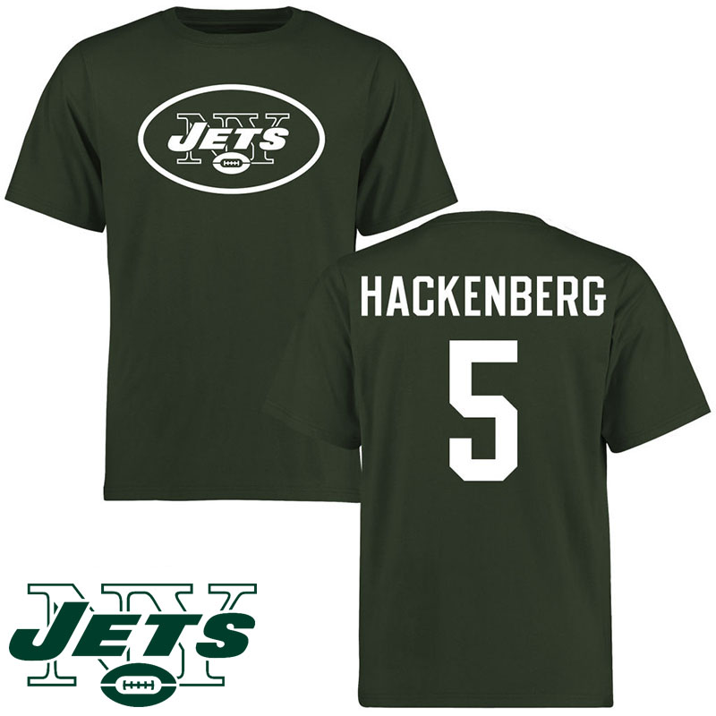 New York Jets #5 Christian Hackenberg Green Name And Number Logo T-shirt